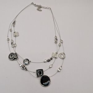 Elegant Silver Necklace with Black Accents